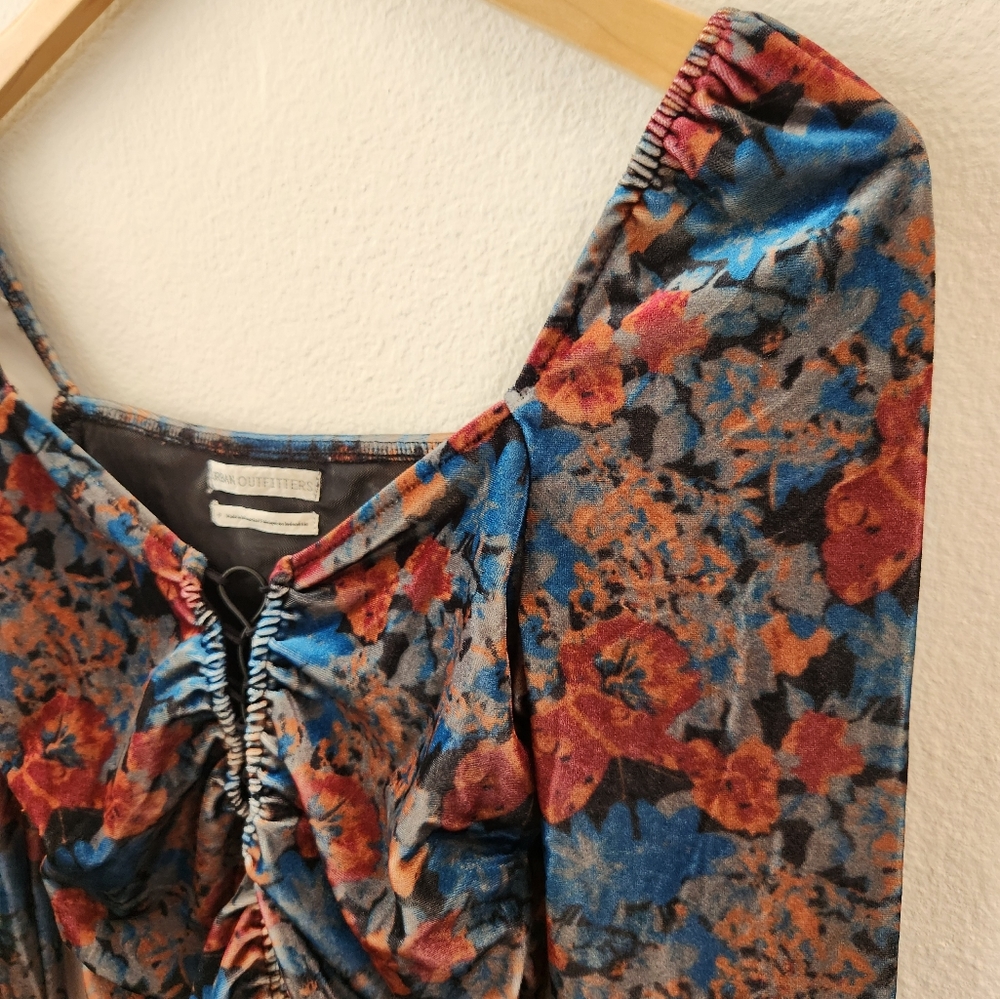 Urban Outfitters UO‎ Women's Georgia Velvet Lace-Up Top Multicolor Size Small - Picture 5 of 16